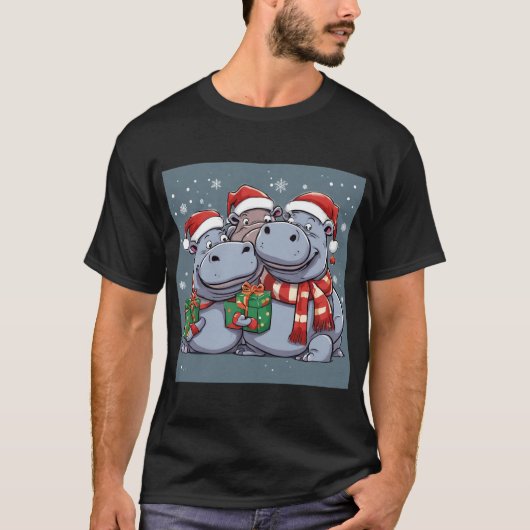 Hippo Happy Christmas T-shirt (Voorkant)