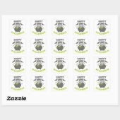 Hippo Happy Halloween Cauldron Bat Square Sticker (Vel)