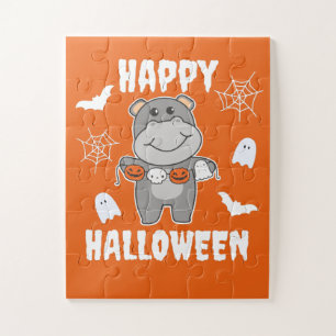 Hippo Happy Halloween Pumpkin Bat Costume Legpuzzel