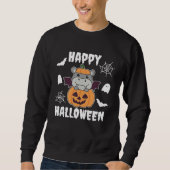 Hippo Happy Halloween Pumpkin Bat Hippos Halloween Trui (Voorkant)