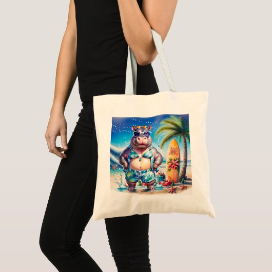 Hippo Hawaii Christmas Greeting  Tote Bag (Voorkant (product))