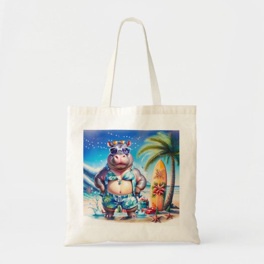 Hippo Hawaii Christmas Greeting  Tote Bag (Voorkant)