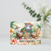 Hippo Hawaii kerstgroet Feestdagenkaart (Staand voorkant)