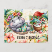 Hippo Hawaii kerstgroet Feestdagenkaart (Voorkant)