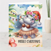 Hippo Hawaii kerstgroet Kaart (Voorkant)