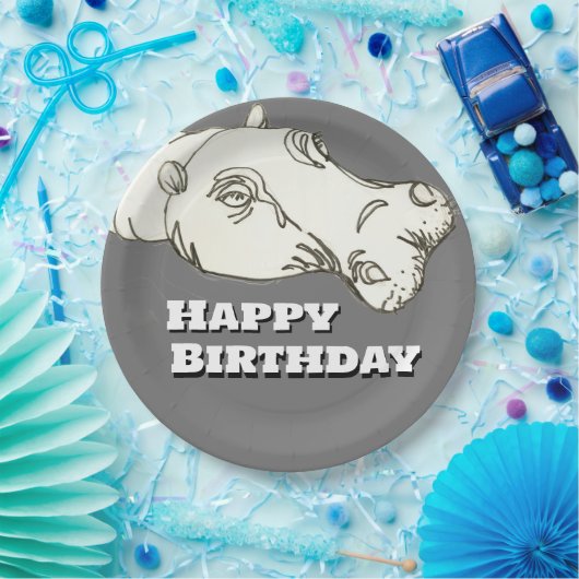 Hippo head Birthday Papieren Bordje (Feest)