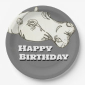 Hippo head Birthday Papieren Bordje (Voorkant)
