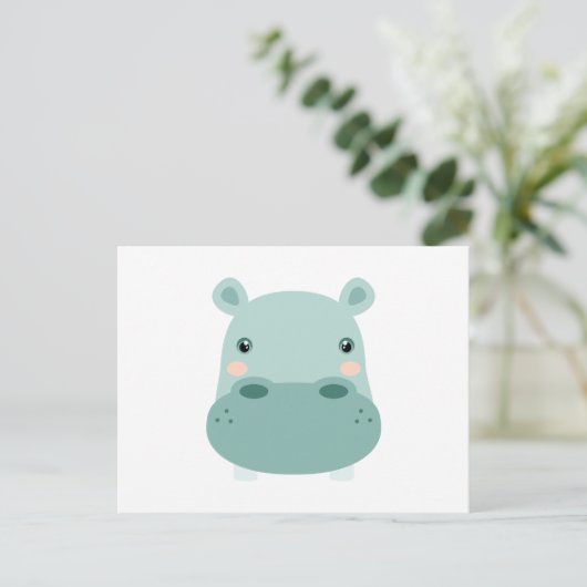 Hippo Head Briefkaart (Staand voorkant)