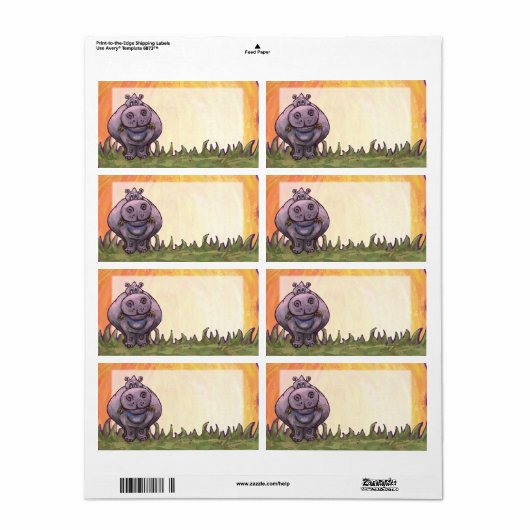 Hippo Head-verzendlabels Etiket (Full Sheet)
