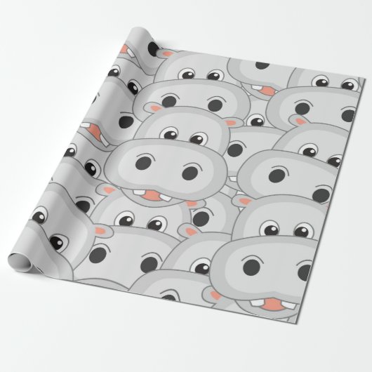 Hippo Head Wrapping Paper Cadeaupapier (Uitgerold)