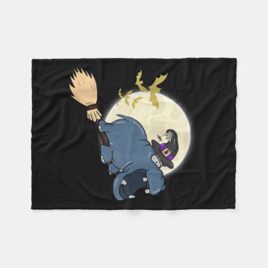 Hippo heks rijden bezem grappig Halloween dier Fleece Deken (Voorkant (Horizontaal))