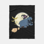 Hippo heks rijden bezem grappig Halloween dier Fleece Deken (Voorkant)
