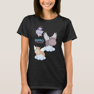 Hippo hemel Leuke nijlpaarden op wolken Halos Dier T-shirt