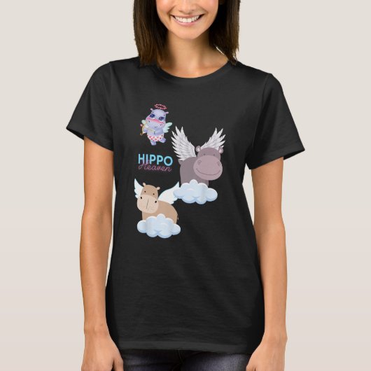 Hippo hemel Leuke nijlpaarden op wolken Halos Dier T-shirt (Voorkant)