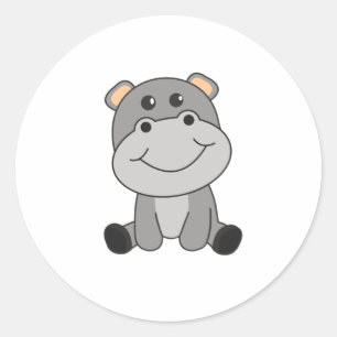 Hippo Hippo Cute Animals voor kinderen met hippo's Ronde Sticker