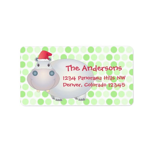 Hippo Hippopotamus Kerstmis Return Address Etiket (Voorkant)