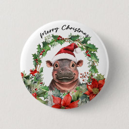 Hippo Holiday Cheer Button