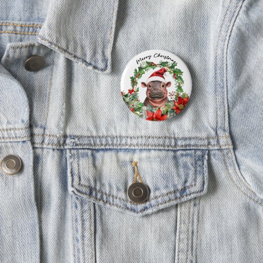 Hippo Holiday Cheer Button (In situ)