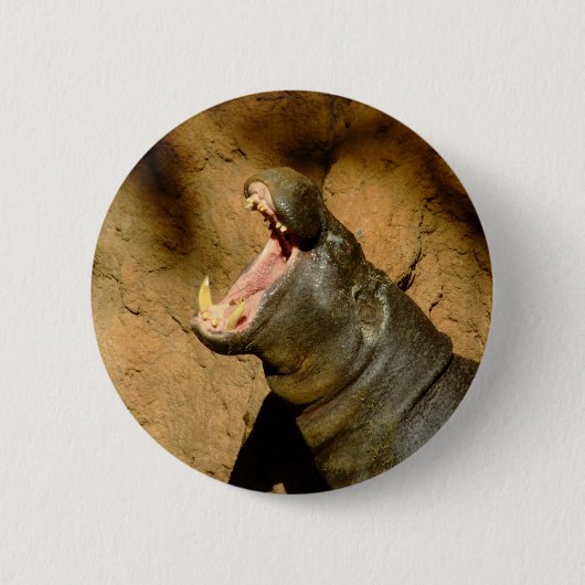 hippo hongerig ronde button 5,7 cm (Voorkant)