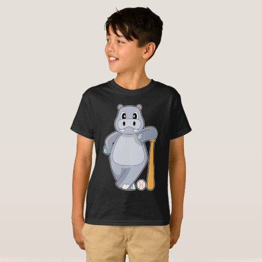 Hippo honkbalknuppel t-shirt (Voorkant volledig)