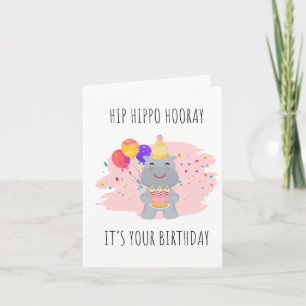 Hippo Hooray Puns Verjaardag Kaart