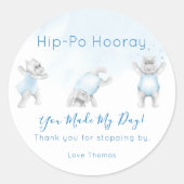 Hippo Hooray Somersault Bedankt Ronde Sticker (Voorkant)