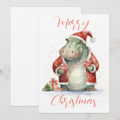 Hippo Hooray Vakantie Kerstmis Kaart (Voorkant / Achterkant)