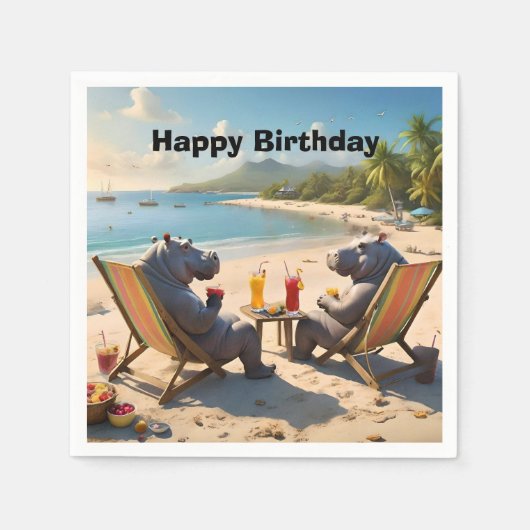 Hippo Hour: cocktails aan het strand en goede tijd Servet (Voorkant)