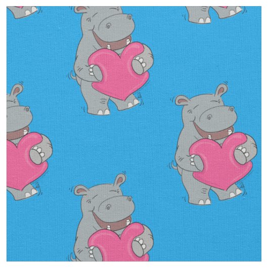 Hippo Hugs Cute Hippopotamus Stof (Close Up)