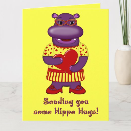 Hippo Hugs Jumbo Wenskaart Kaart (Voorkant)
