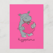 Hippo Hugs Valentijn Day Briefkaart Roze (Voorkant)