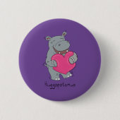 Hippo Hugs Valentijn Day Button Pin (Voorkant)