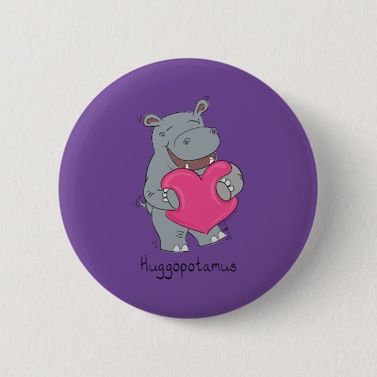 Hippo Hugs Valentijn Day Button Pin (Voorkant)
