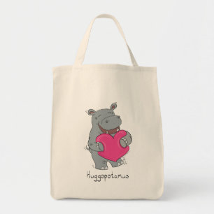 Hippo Hugs Valentijn Day Grocery Canvas tas