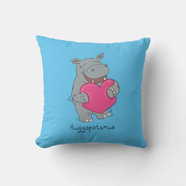 Hippo Hugs Valentijn Day Pillow Kussen (Voorkant)