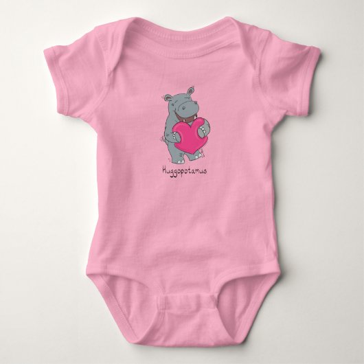 Hippo Hugs Valentijn's Day Baby Bodysuit roze (Voorkant)