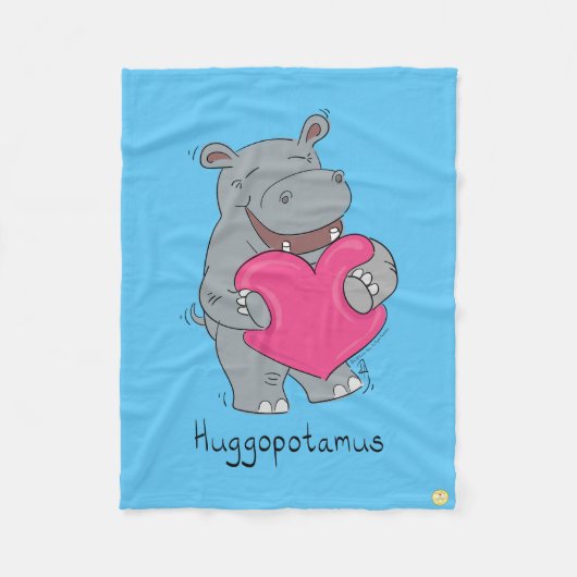 Hippo Hugs Valentijn's Day Fleece Blanket (Voorkant)