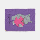 Hippo Hugs Valentijn's Day Fleece Blanket (Voorkant (Horizontaal))