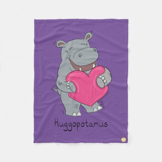 Hippo Hugs Valentijn's Day Fleece Blanket (Voorkant)