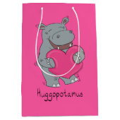Hippo Hugs Valentijn's Day Gift Bag Medium Cadeauzakje (Voorkant)