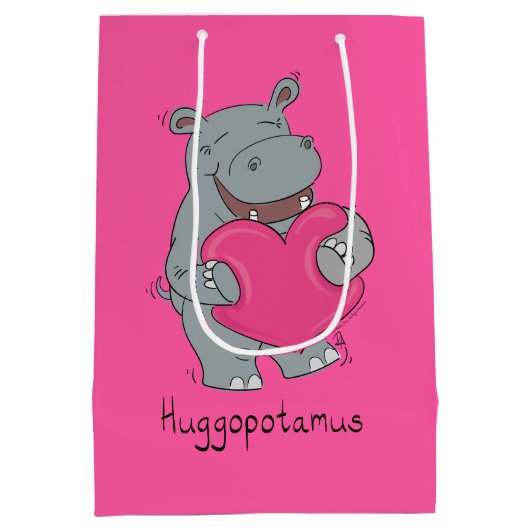 Hippo Hugs Valentijn's Day Gift Bag Medium Cadeauzakje (Achterkant)