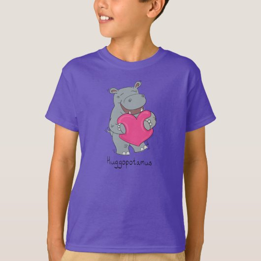 Hippo Hugs Valentijn's Day Kind Girl's T-shirt (Voorkant)