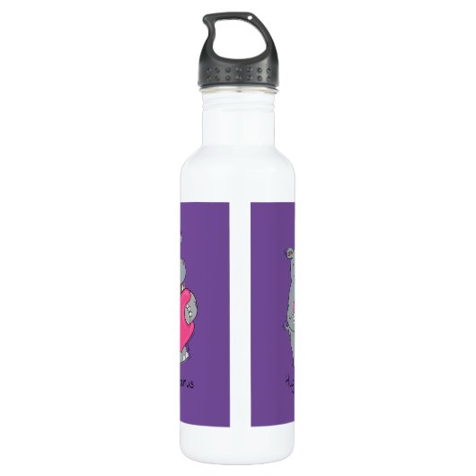 Hippo Hugs Valentijn's Day Water Fles (Achterkant)