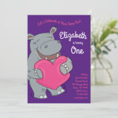 Hippo Hugs verjaardagsfeestje Kaart (Staand voorkant)