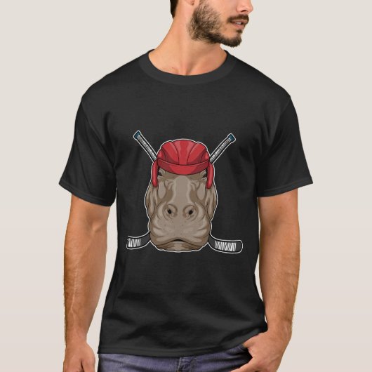 Hippo Ice hockey Ice hockey stick T-shirt (Voorkant)
