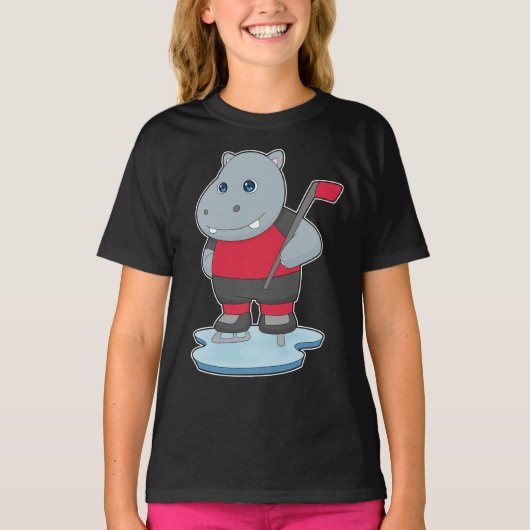 Hippo Ice hockey Ice hockey stick T-shirt (Voorkant)