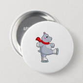 Hippo Ice skating Ice schaatsen Ronde Button 7,6 Cm (Voorkant /achterkant)
