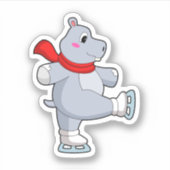 Hippo Ice skating Ice schaatsen Sticker (Voorkant)