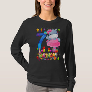 Hippo Ik ben 7 Jaar Oud Meisjes Verjaardag Hippo P T-shirt