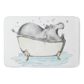 Hippo in Bath Fun Illustratie Waterverf Badmat (Voorkant)